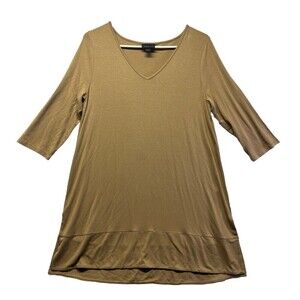 J Jill Wearever Collection Top Women S Brown T Shirt V Neck Rayon Stretch Flowy